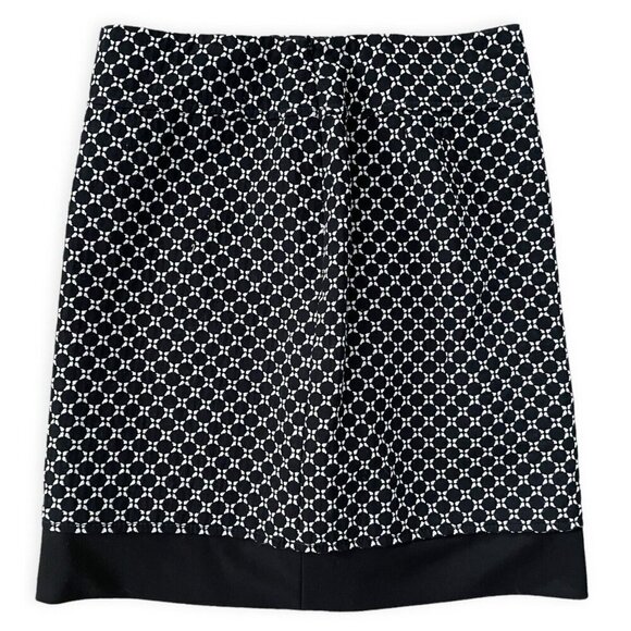 Ann Taylor NWT Cotton Wool Pencil Skirt 6 Petite Black Short Embroidered Lined - Picture 1 of 11